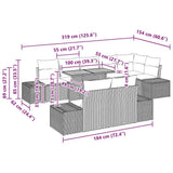vidaXL Tuin Eettafel Set met kussen 9 pcs Zwart en Crème