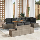 vidaXL Tuin Eettafel Set met kussen 9 pcs Zwart en Crème