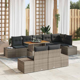vidaXL Tuin Eettafel Set met kussen 9 pcs Zwart en Crème
