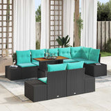 vidaXL Tuin Eettafel Set 9 st 8-Aantal zitplaatsen Zwart en Blauwgroen