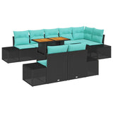 vidaXL Tuin Eettafel Set 9 st 8-Aantal zitplaatsen Zwart en Blauwgroen