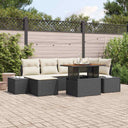 vidaXL Garden Dining Set with Cushions 7 pcs Black and Cream
