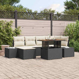 vidaXL Garden Dining Set with Cushions 7 pcs Black and Cream