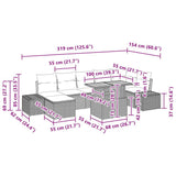 vidaXL Garden Bench Set with Cushion 8 pcs Black and Cream