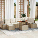 vidaXL Garden Bench Set with Cushion 8 pcs Black and Cream
