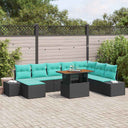 vidaXL Garden Sofa Set with cushions 9 pcs Black and Teal