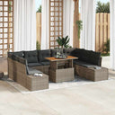 vidaXL Tuin Eettafel Set met kussen 10 pcs Zwart en Crème