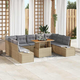 vidaXL Tuin Eettafel Set met kussen 10 pcs Zwart en Crème