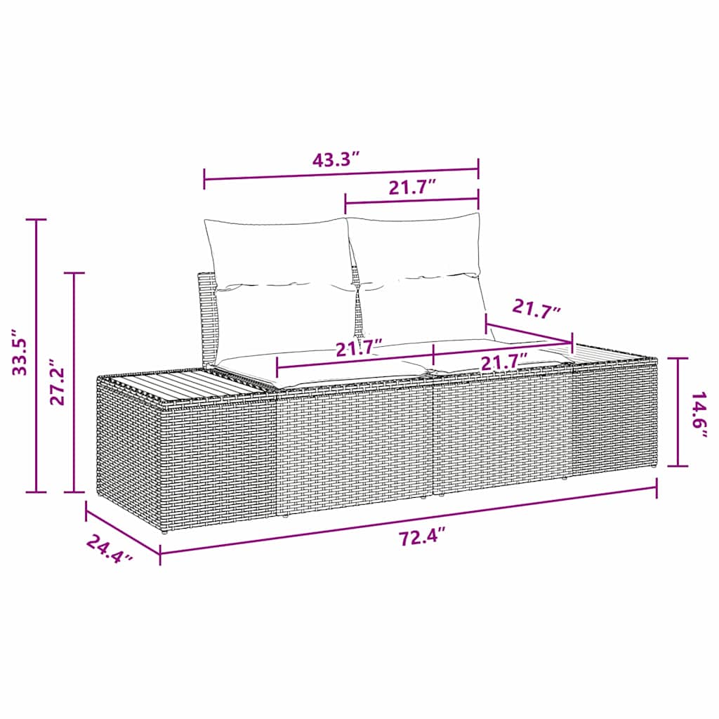 vidaXL Tuin Eettafel Set met kussen 5 pcs Zwart en Beige