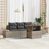 vidaXL Tuin Eettafel Set met kussen 5 pcs Zwart en Beige