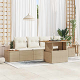 vidaXL Tuin Eettafel Set met kussen 5 pcs Zwart en Beige