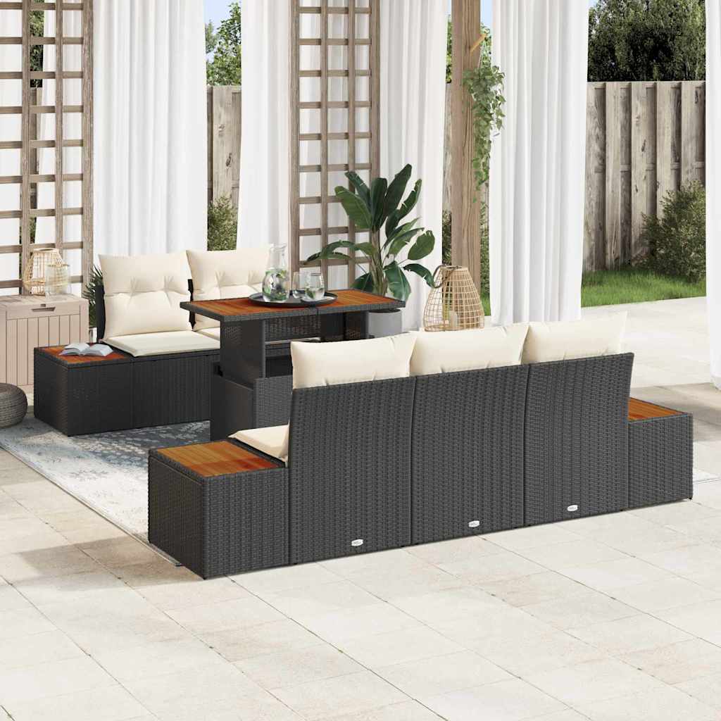 vidaXL Garden Dining Set with Cushions 6 pcs Black and Beige