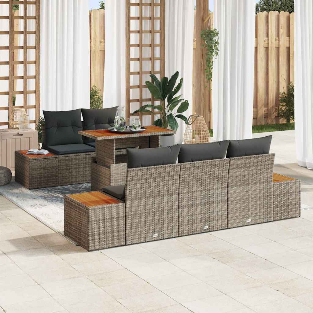vidaXL Garden Dining Set with Cushions 6 pcs Black and Beige