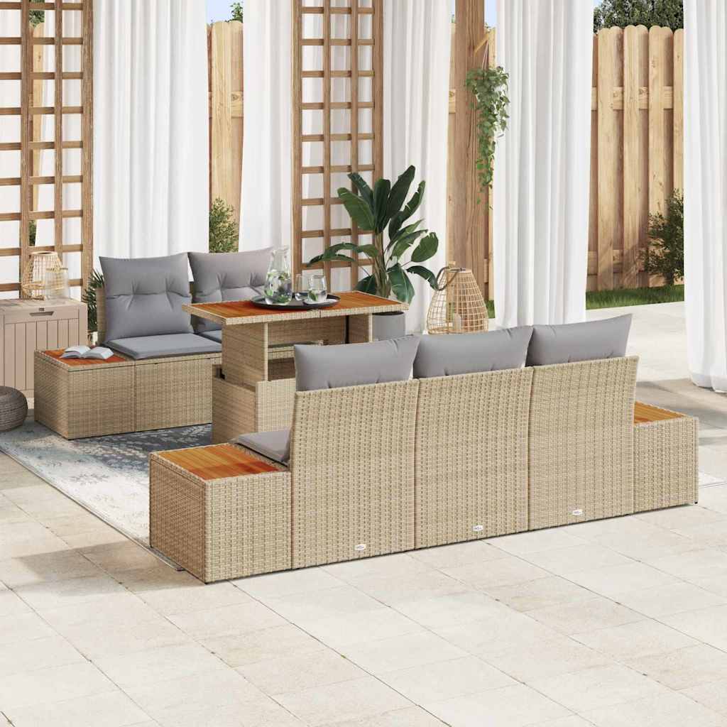 vidaXL Garden Dining Set with Cushions 6 pcs Black and Beige