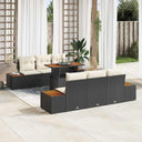 vidaXL Tuin Eettafel Set met kussen 7 pcs Zwart en Beige