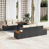 vidaXL Tuin Eettafel Set met kussen 7 pcs Zwart en Beige