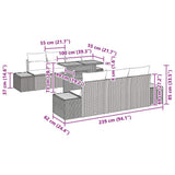 vidaXL Tuin Eettafel Set met kussen 7 pcs Zwart en Beige