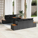 vidaXL Tuin Eettafel Set met kussen 7 pcs Zwart en Beige