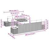 vidaXL Tuinbank Set met kussen 8 pcs Zwart Poly rattan