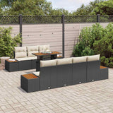 vidaXL Tuinbank Set met kussen 8 pcs Zwart Poly rattan
