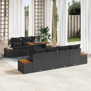vidaXL Tuinbank Set met kussen 8 pcs Zwart Poly rattan
