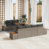 vidaXL Tuinbank Set met kussen 8 pcs Zwart Poly rattan