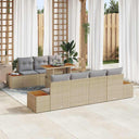 vidaXL Tuinbank Set met kussen 8 pcs Zwart Poly rattan