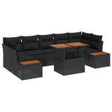 vidaXL Garden Dining Set with Cushions 8 pcs Black and Beige