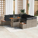 vidaXL Tuin Eettafel Set met kussen 9 pcs Zwart en Beige