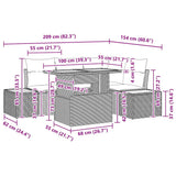 vidaXL Tuin Eettafel Set met kussen 5 pcs Zwart en Beige