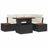 vidaXL Tuin Eettafel Set met kussen 5 pcs Zwart en Beige