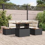 vidaXL Tuin Eettafel Set met kussen 5 pcs Zwart en Beige
