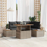 vidaXL Tuin Eettafel Set met kussen 5 pcs Zwart en Beige
