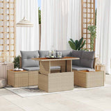 vidaXL Tuin Eettafel Set met kussen 5 pcs Zwart en Beige
