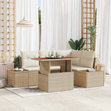 vidaXL Tuin Eettafel Set met kussen 5 pcs Zwart en Beige