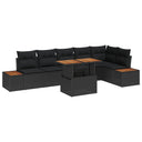 vidaXL Tuin Eettafel Set met kussen 7 pcs Zwart en Beige
