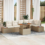 vidaXL Tuin Eettafel Set met kussen 7 pcs Zwart en Beige