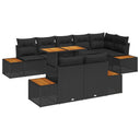 vidaXL Tuin Eettafel Set met kussen 9 pcs Zwart en Beige