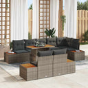 vidaXL Tuin Eettafel Set met kussen 9 pcs Zwart en Beige