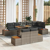 vidaXL Tuin Eettafel Set met kussen 9 pcs Zwart en Beige