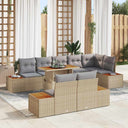 vidaXL Tuin Eettafel Set met kussen 9 pcs Zwart en Beige