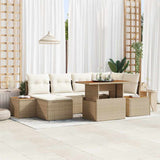 vidaXL Tuin Eettafel Set met kussen 7 pcs Zwart en Beige