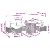 vidaXL Tuin Eettafel Set met kussen 8 pcs Zwart en Beige