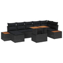vidaXL Tuin Eettafel Set met kussen 8 pcs Zwart en Beige
