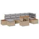 vidaXL Tuin Eettafel Set met kussen 8 pcs Zwart en Beige