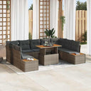 vidaXL Tuin Eettafel Set met kussen 10 pcs Zwart en Beige