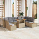 vidaXL Tuin Eettafel Set met kussen 10 pcs Zwart en Beige