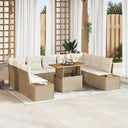 vidaXL Tuin Eettafel Set met kussen 10 pcs Zwart en Beige