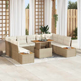 vidaXL Tuin Eettafel Set met kussen 10 pcs Zwart en Beige