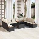 vidaXL Garden Dining Set with Cushions 11 pcs Black and Beige